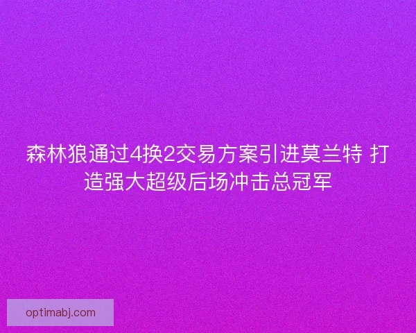 森林狼通过4换2交易方案引进莫兰特 打造强大超级后场冲击总冠军 森林狼通过4换2交易方案引进莫兰特 打造强大超级后场冲击总冠军
